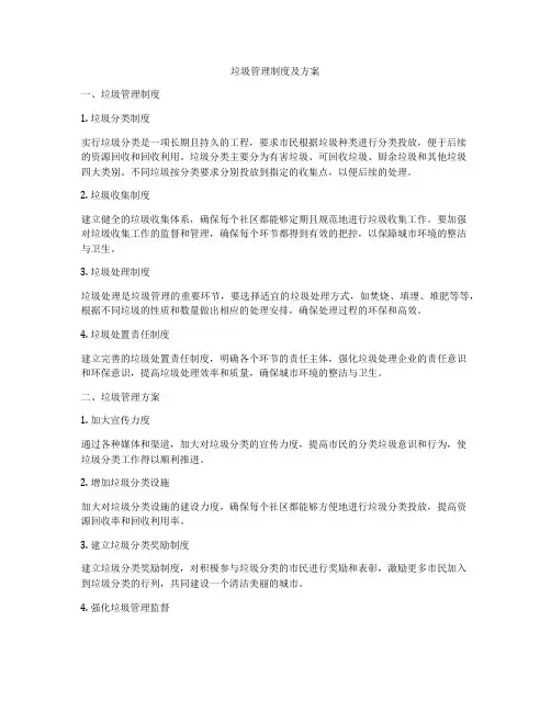 垃圾管理制度及方案