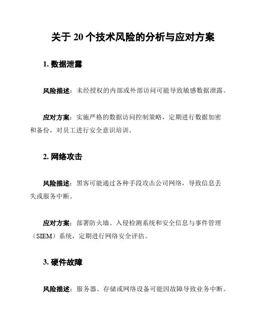 关于20个技术风险的分析与应对方案