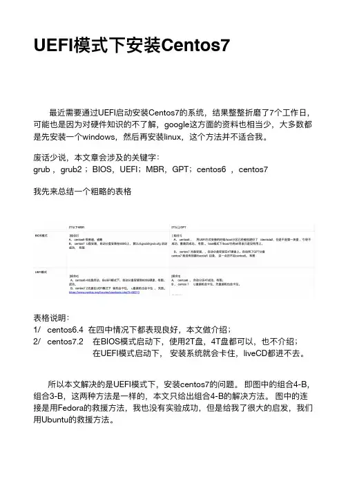 Uefi模式下安装centos7