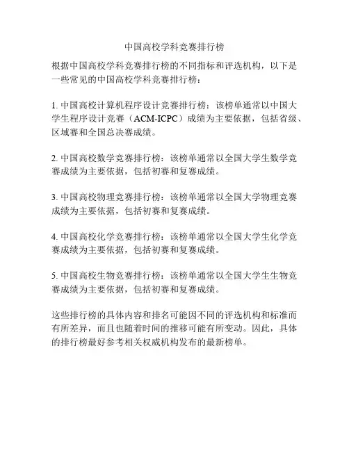 中国高校学科竞赛排行榜