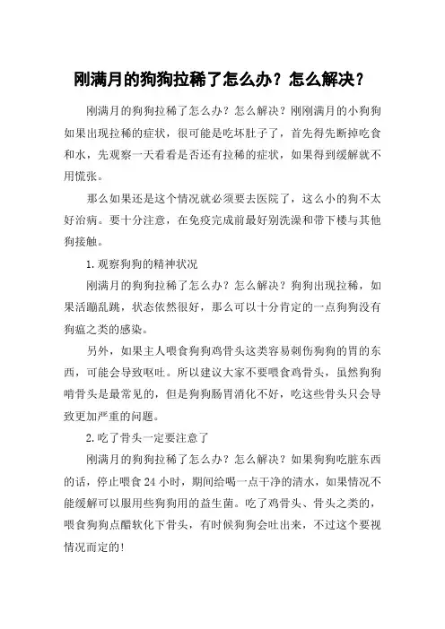 刚满月的狗狗拉稀了怎么办？怎么解决？