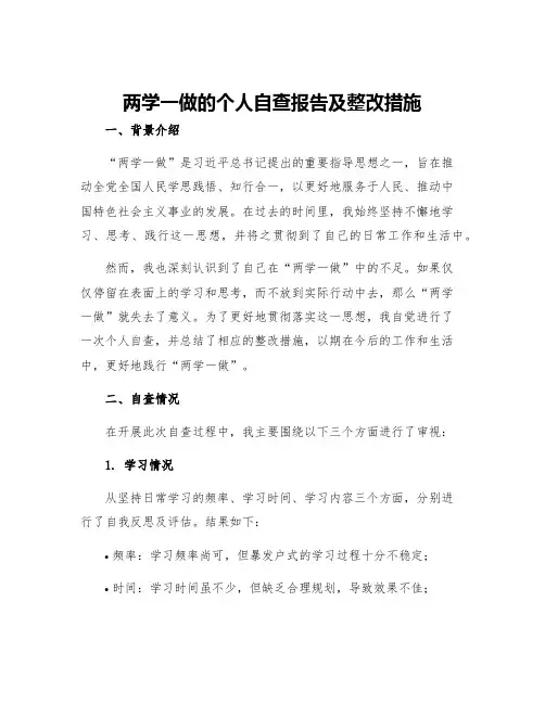 两学一做的个人自查报告及整改措施