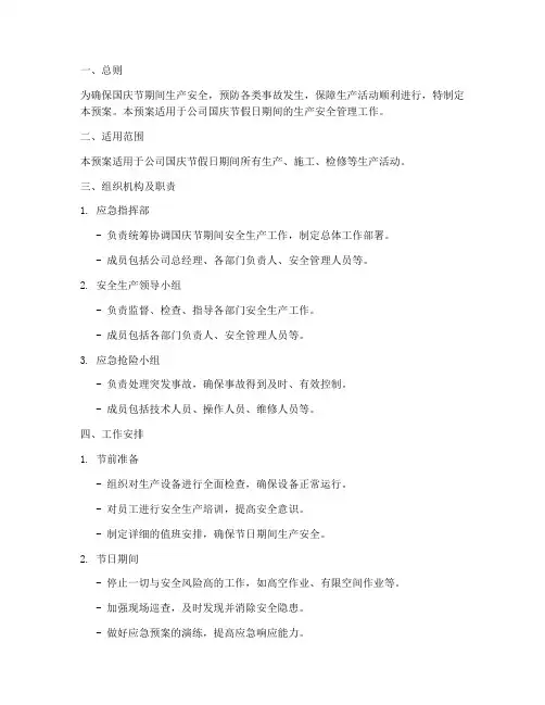 国庆期间_生产应急预案