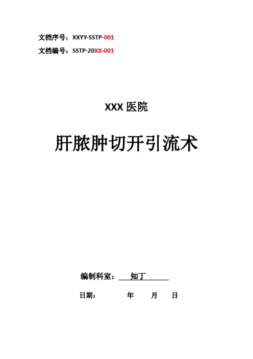 医院临床肝脓肿切开引流术手术方案及手术图谱