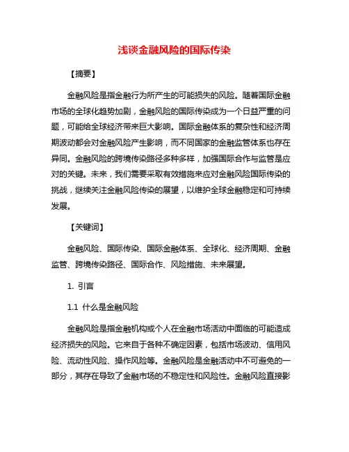 浅谈金融风险的国际传染