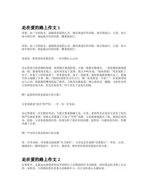 行走在爱的旅途中作文