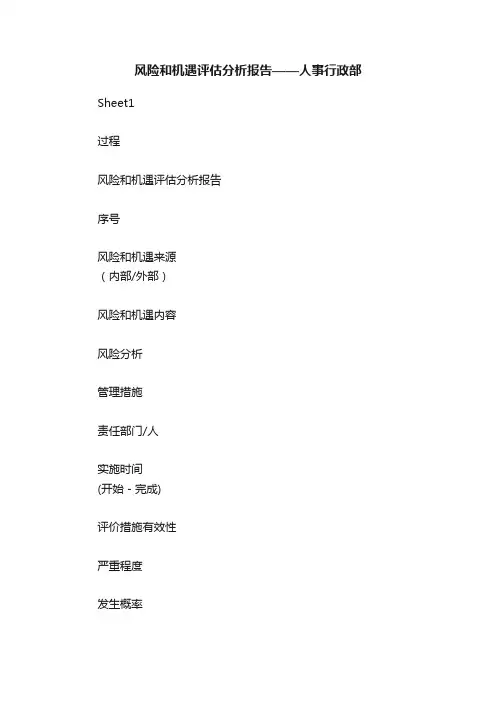 风险和机遇评估分析报告——人事行政部
