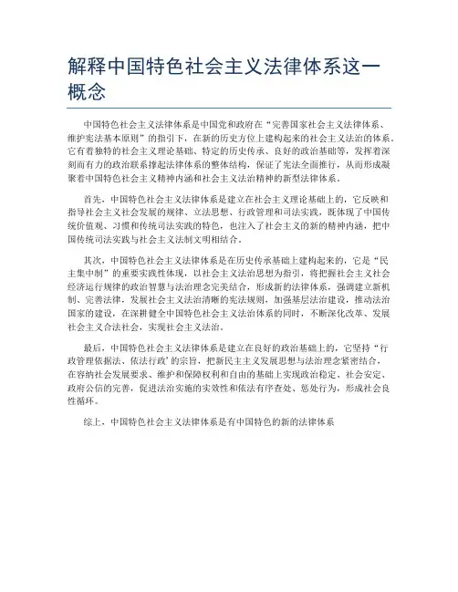 解释中国特色社会主义法律体系这一概念