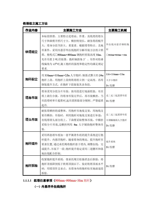 铁塔组立施工方法
