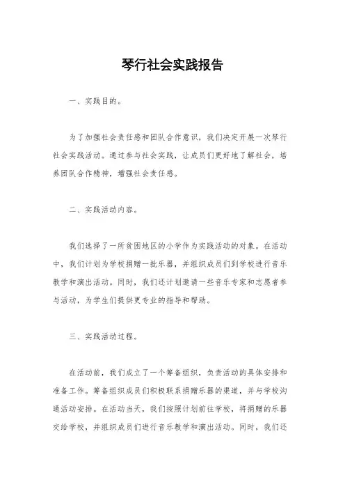 琴行社会实践报告