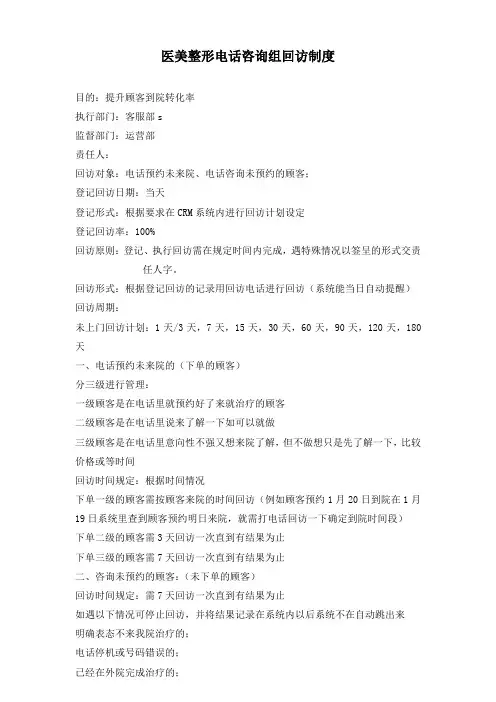 医美整形电话咨询顾客回访流程制度