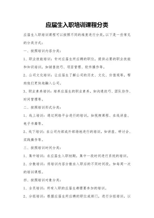 应届生入职培训课程分类