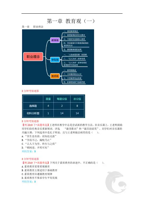 教师资格(统考)-中学综合素质 考点归纳1-第一章 教育观(一)