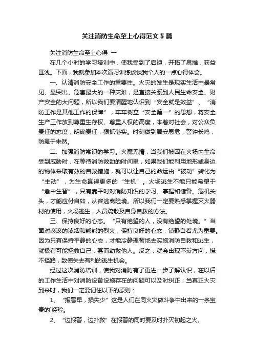 关注消防生命至上心得范文5篇