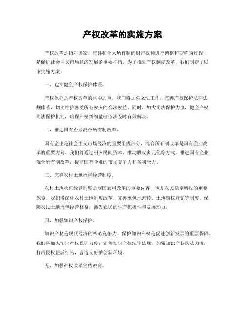 产权改革的实施方案