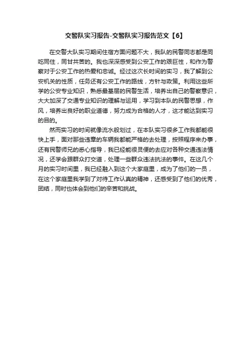 交警队实习报告-交警队实习报告范文【6】