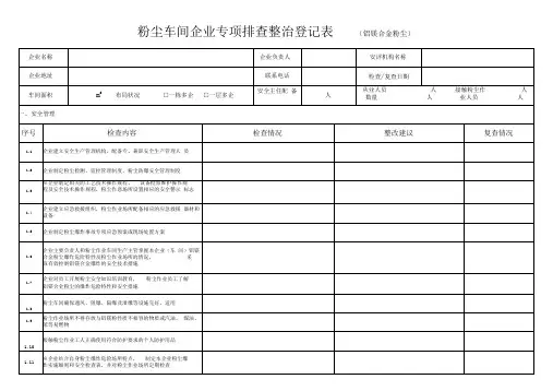 铝镁合金粉尘排查表