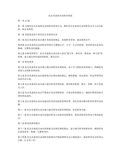 民办非盈利企业财务制度