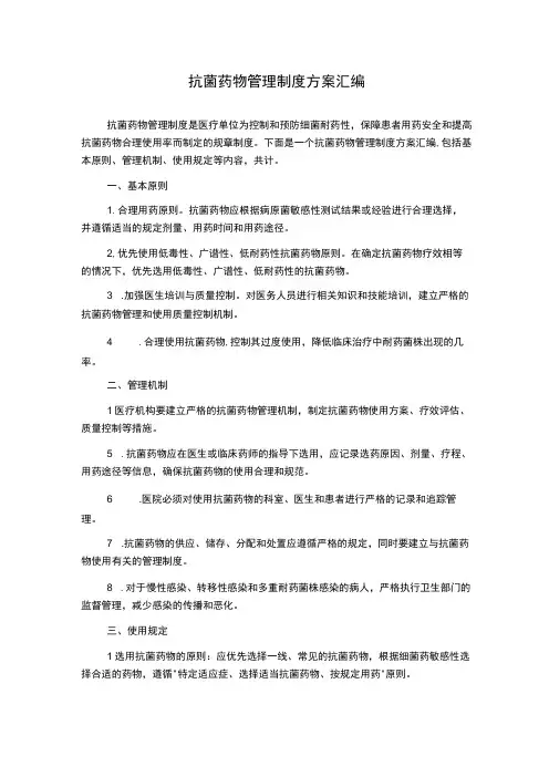 抗菌药物管理制度方案汇编