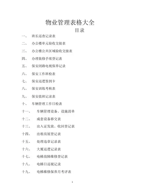 《物业管理》表格大全
