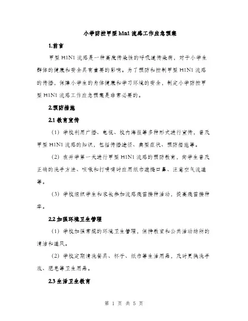 小学防控甲型h1n1流感工作应急预案（2篇）