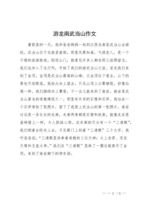 游龙南武当山作文