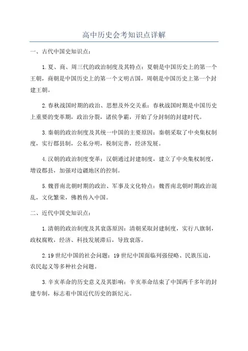 高中历史会考知识点详解