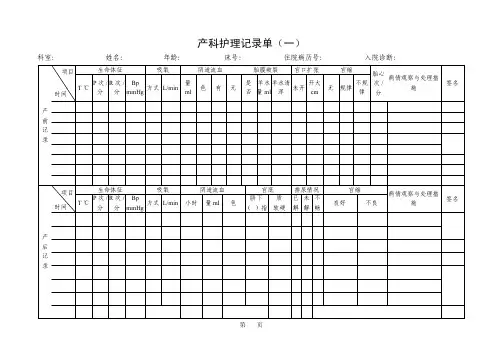 产科护理记录单