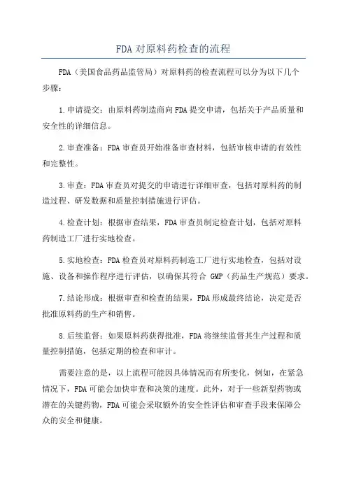 FDA对原料药检查的流程