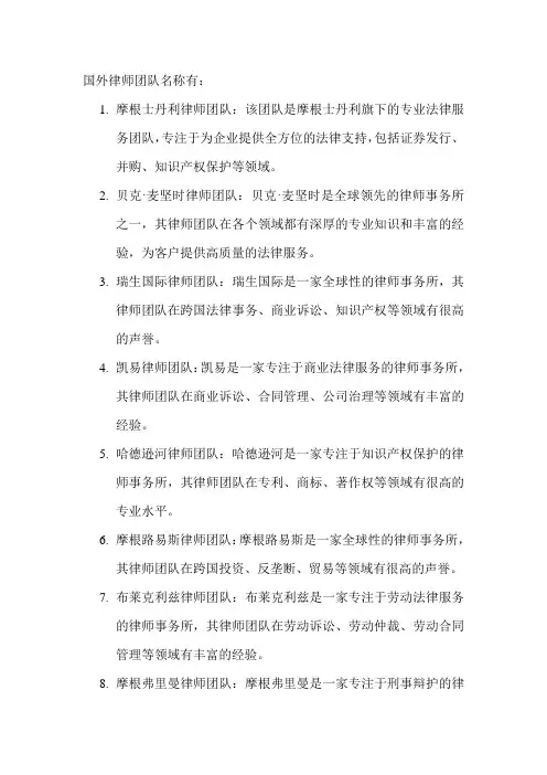 国外律师团队名称