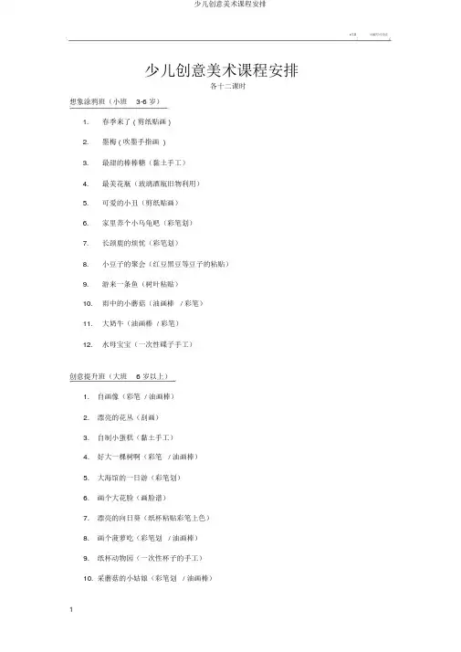 少儿创意美术课程安排