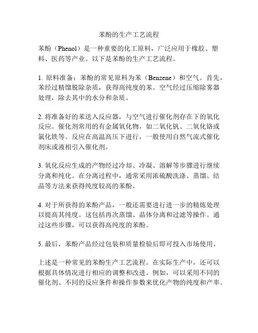 苯酚的生产工艺流程