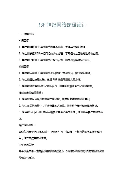 RBF神经网络课程设计