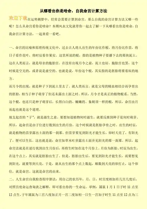 从哪看出你是啥命,自我命宫计算方法