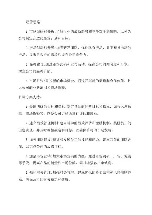 2024年开门红经营思路目标方案支持