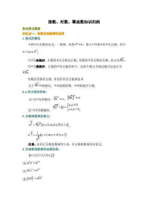 指数、对数、幂函数知识点