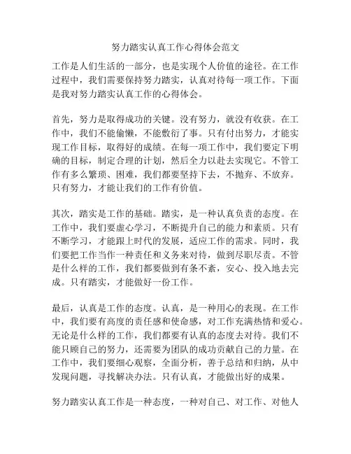 努力踏实认真工作心得体会范文