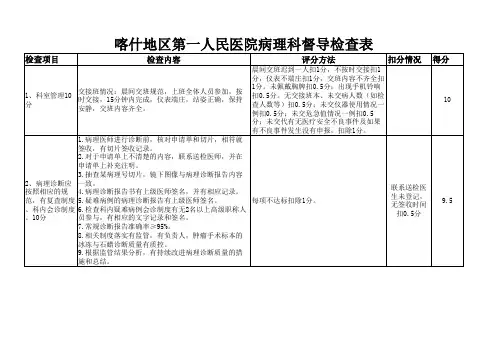 病理科质控检查表