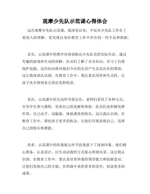 观摩少先队示范课心得体会