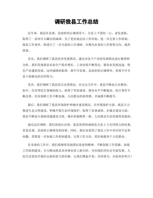 调研我县工作总结