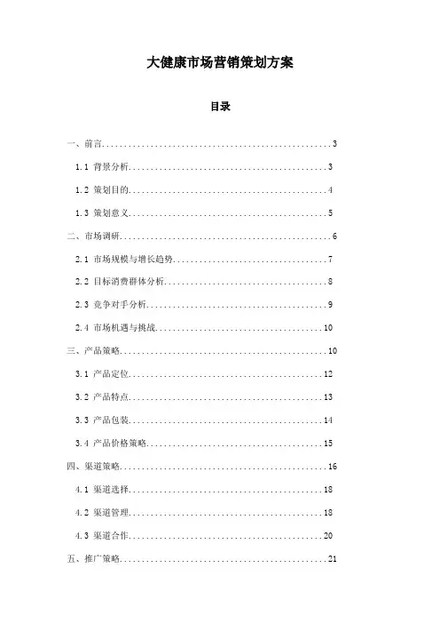 大健康市场营销策划方案