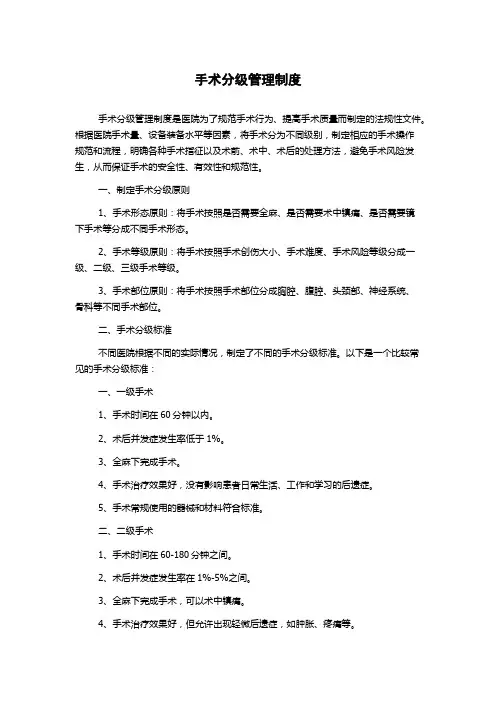 手术分级管理制度