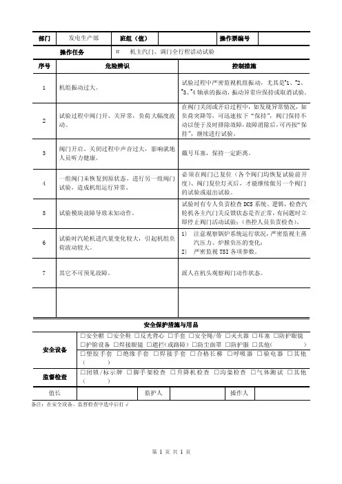 主汽门、调门全行程活动试验