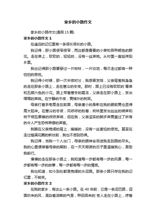 家乡的小路作文（通用15篇）
