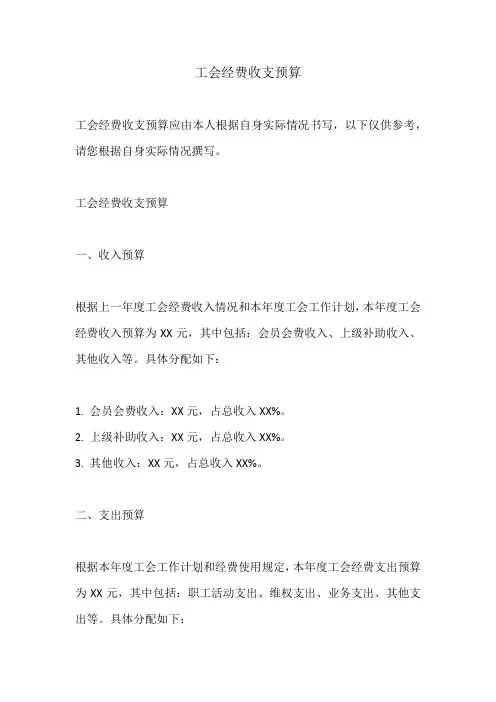 工会经费收支预算