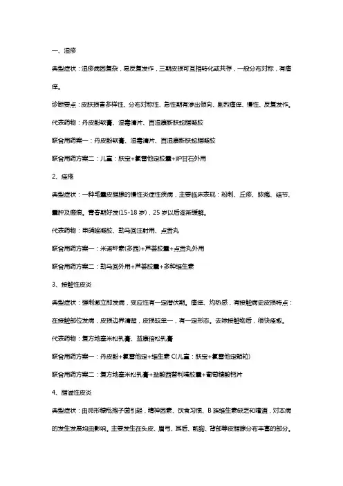 夏季18种皮肤病联合用药方案
