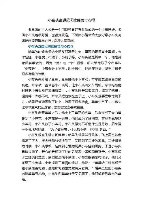 小布头奇遇记阅读感悟与心得范文5篇