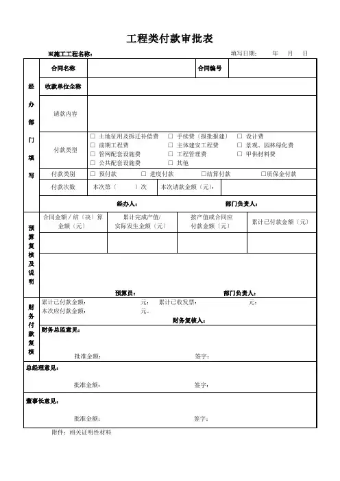 财务资金审批表