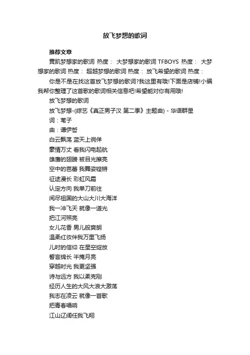 放飞梦想的歌词