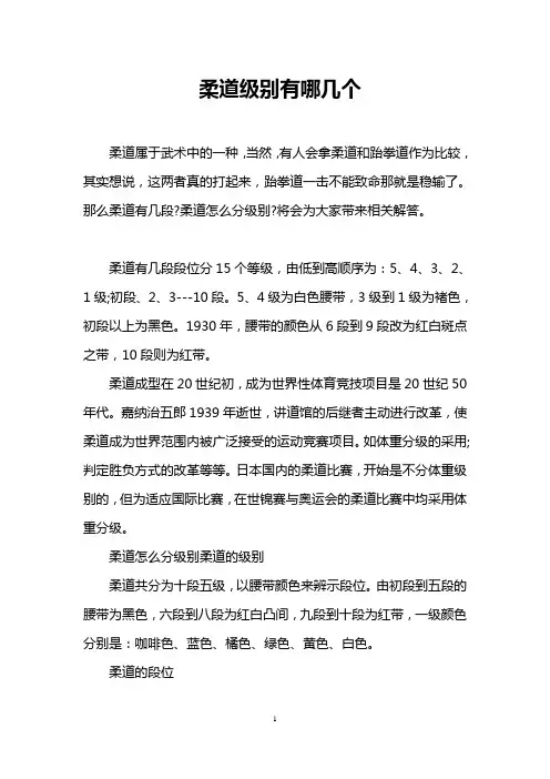 柔道级别有哪几个